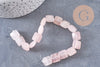 Perle carrée en quartz rose naturel, perle pierre naturelle, 12mm, fil de 20cm, x1 (G5877)