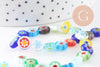 Perle cercle verre millefiori, perle verre chance, perle artisanale verre,perle bijou été, 8mm,le fil de 45 perles, x1 (G2804)