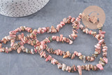 Perle chips rhodonite naturelle 2-8mm, x1 fil de 80cm (G3847)