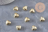 Perle coeur bombé plastique doré 13x15mm, x10 (G10968)
