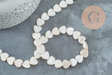Perle coeur nacre blanche naturelle 10mm , x1 fil de 40cm (G5849)
