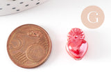 Perle coeur porcelaine rouge irisé 16mm, perle céramique, fabrication bijoux, x10 (G9347)