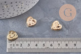 Perle coeur texturé plastique doré 13.5mm, x20 (G10967)
