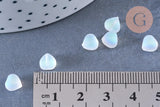 Perle coeur verre blanc irisé 6mm, des perles en verre pour création bijoux x10 (G6595)