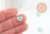 Perle coeur zamac doré cadenas émail vert 13x11mm, création bijou amour amitié x5 G5309