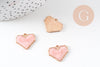 Perle coeur zamac doré émail rose nacré 15x18mm, création bijou amour amitié x1 (G5310)