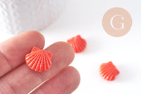 Perle coquillage résine rose imitation corail 16mm, x5 (G10343)