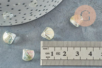 Perle coquillage verre tchèque transparent irisé 10.5mm, x10 (G4374)