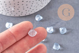Perle coquillage verre transparent bleu, perles verre tchèque, perle coquille verre bleu, x10 (G5441)