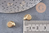 Perle coquillage zamac doré 14K 11mm, x5 (G5797)