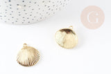 Perle coquillage zamac doré 14K 24mm, pendentif creation bijoux thème vacances x1 (G5829)