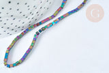 Perle cube hématite de synthèse multicolore 2mm, création bijoux DIY, le fil de 39cm, X1 (G7407)
