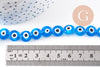 Perle disque Mauvais Oeil Grecque verre bleu, perle verre chance, perle artisanale verre, 10mm, le fil, x1 (G2121)
