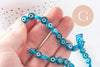 Perle disque Mauvais Oeil Grecque verre bleu turquoise,perle verre chance, perle artisanale verre, 8mm,fil de 49 perles, x1 (G4516)
