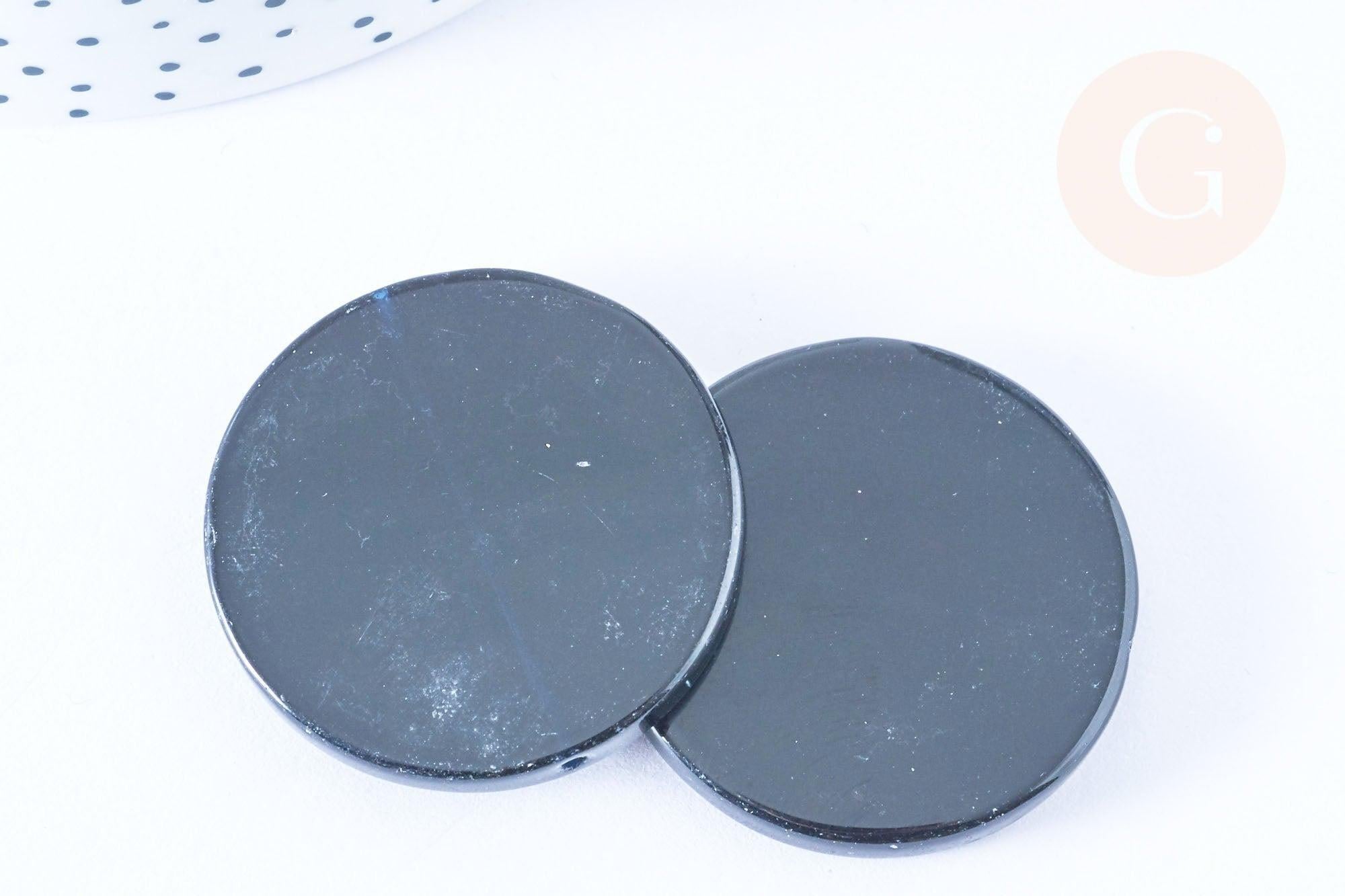 Perle disque agate noire 40mm,perle pierre, x1 (G6456)
