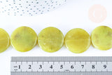 Perle disque jade naturel jaune 25mm,bijoux pierre naturelle, x5 G6466