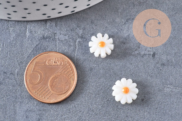 Perle fleur marguerite nacre naturelle 13mm, x1 (G4004)