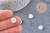 Perle fleur marguerite nacre naturelle, perle fleur,nacre naturelle,coquillage blanc,13mm, x1 (G4004)