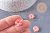 Perle fleur résine rose,perle imitation corail pour fabrication bijoux en bambou de mer naturel,13mm, x5 (G3518)