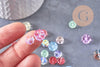 Perle fleur verre tchèque multicolore irisé 7.5-11.5mm, x10 (G10367)