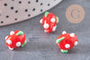 Perle fraise fruit rouge verre tchèque artisanal 25mm, x5 (G3257)
