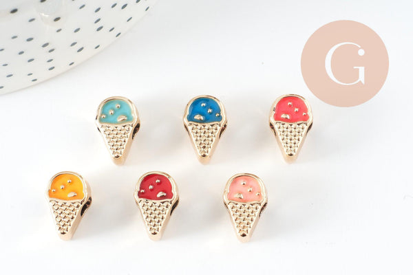 Perle glace plastique doré multicolore pastel,perle acrylique,création bijoux plastique coloré, 14.5mm, x10 G4529