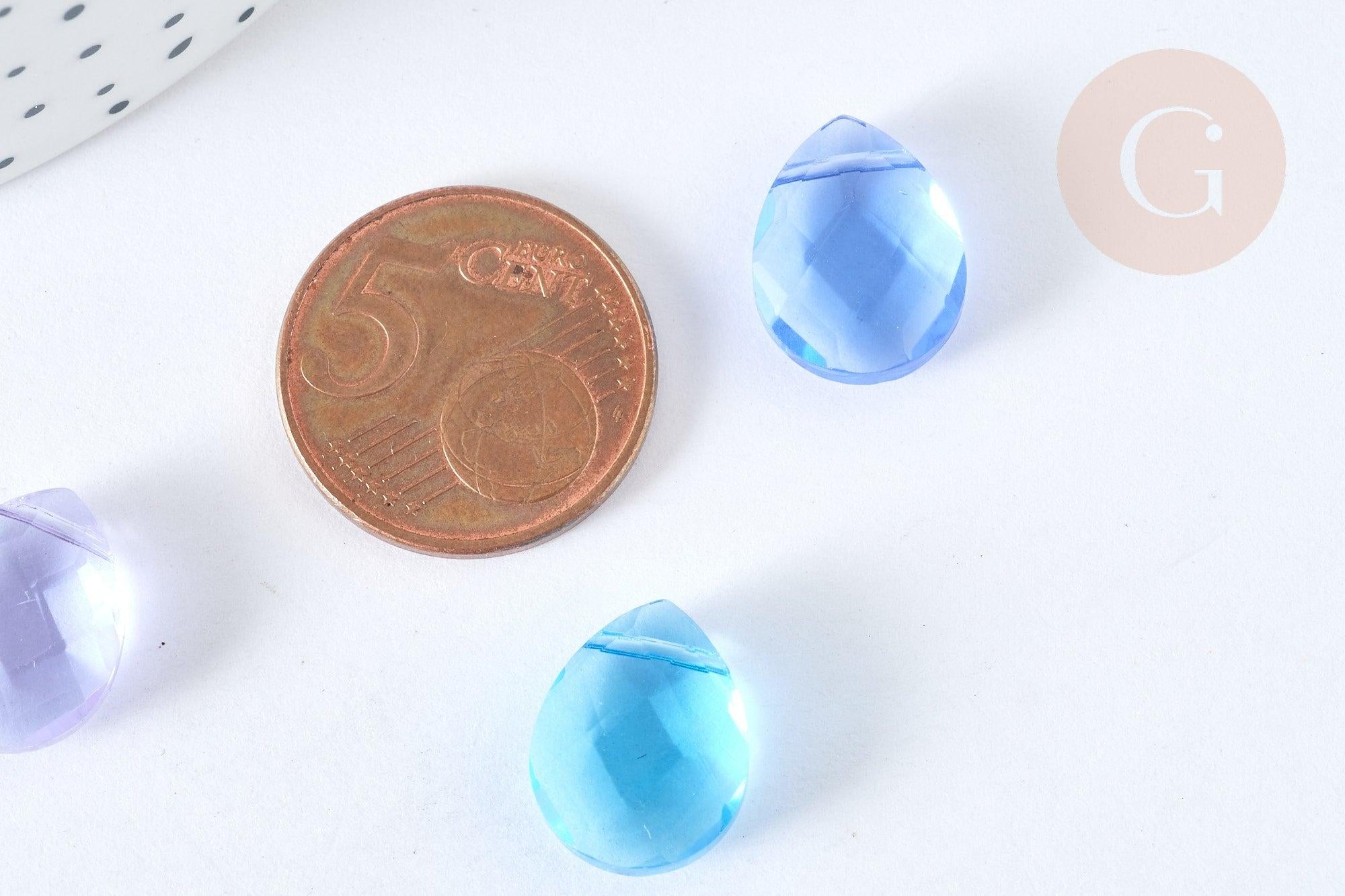 Perle goutte facettée cristal multicolore 14.5mm, création bijoux cristal DIY, X10 (G7292)