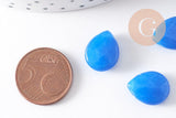 Perle goutte jadeite bleu facetté,jadeite naturel,pierre précieuse,15mm, x5 (G0386)