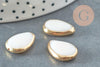 Perle goutte nacre blanche naturelle doré 18x13mm, x5 (G8972)