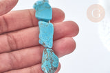 Perle goutte nuggets rondelle Howlite teintée turquoise foncé naturelle 5-30mm, x1 fil de 40cm (G8193)