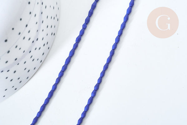 Perle grain de riz howlite naturelle teintée bleu roi, bijou en pierre naturelle, howlite naturelle, perle en pierre, fil de 50cm (G7260)