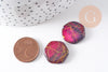 Perle hexagone nacre naturelle rose fuchsia or 20mm, x20 perles (G3855)
