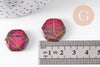 Perle hexagone nacre naturelle rose fuchsia or 20mm, x20 perles (G3855)