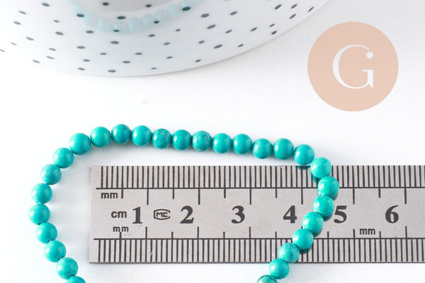 Perle howlite turquoise Bijou pierre naturelle 4mm, x1 fil de 38cm (G5168)