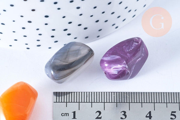 Perle imitation gemme plastique multicolore 21mm, x5 perles (G6406)