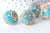Perle indonesienne polymère bleu turquoise strass et zamac doré 19.5mm,création bijou ethnique exotique, x1 G7800