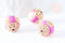 Perle indonesienne polymère rose fuchsia strass et zamac doré 12mm, ethnique exotique, x1 (G6571)