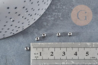 Perle intercalaire ronde acier inoxydable platine 4mm, x100 (G8828)