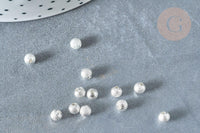 Perle intercalaire ronde laiton argenté sablée 4mm , perle argentée texturée pour création bijoux, x20 (G8002)