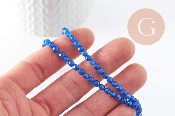 Perle jade bleu foncé jade,pierre naturelle, pierre,perle facette,jade,4mm,fil de 36cm, x1 (G0605)