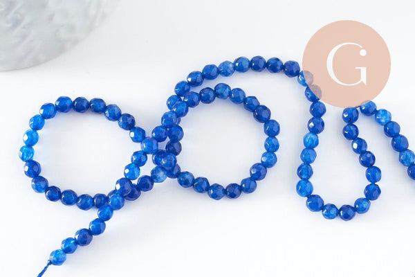 Perle jade bleu foncé jade,pierre naturelle, pierre,perle facette,jade,4mm,fil de 36cm, x1 (G0605)