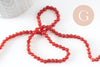 Perle jade rouge vif ,pierre naturelle,jade naturel, perle facette,jade,4mm,fil de 37 cm (G0887)