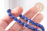 Perle jaspe sésame kiwi bleu, perle hexagonale jaspe tacheté en pierre naturelle,8mm, le fil de 40 cm (G4505)