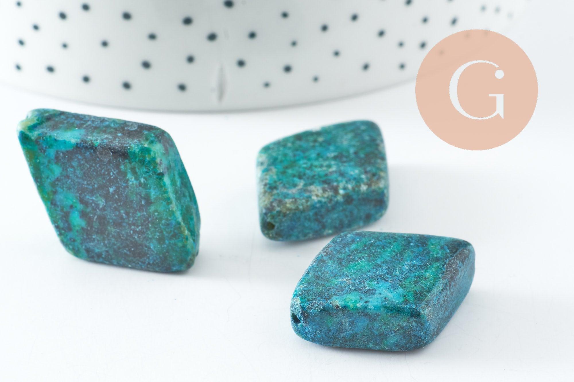 Perle losange turquoise naturelle verte teintée 36mm, x1 (G0524)