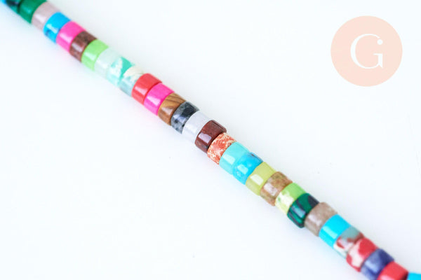 Perle multicolore pierre heishi,perle pierre rondelle pour création bijoux femme,4mm,fil de 155 perles, X1 (G5586)