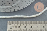 Perle nacre blanche naturelle heishi,tube coquillage ivoire,3x5mm, le fil 20cm, x1 (G4140)