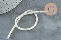Perle nacre blanche naturelle heishi,tube coquillage ivoire,3x5mm, le fil 20cm, x1 (G4140)