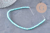 Perle nacre naturelle heishi bleu turquoise pastel,tube coquillage coloré,perle coquillage, 2x4mm, le fil x1 (G5411)