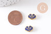 Perle nuage doré émail bleu 12mm, Pendentif japonisant pour création bijoux, x1 (G2805)