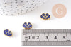 Perle nuage doré émail bleu 12mm, Pendentif japonisant pour création bijoux, x1 (G2805)